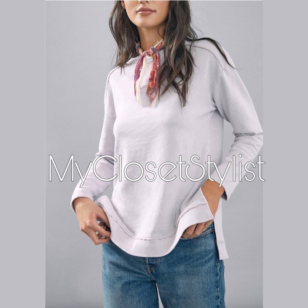 NWT Pilcro Relaxed Seamed Cotton Jersey Sweater! xs/s Lilac Anthropologie NEW!